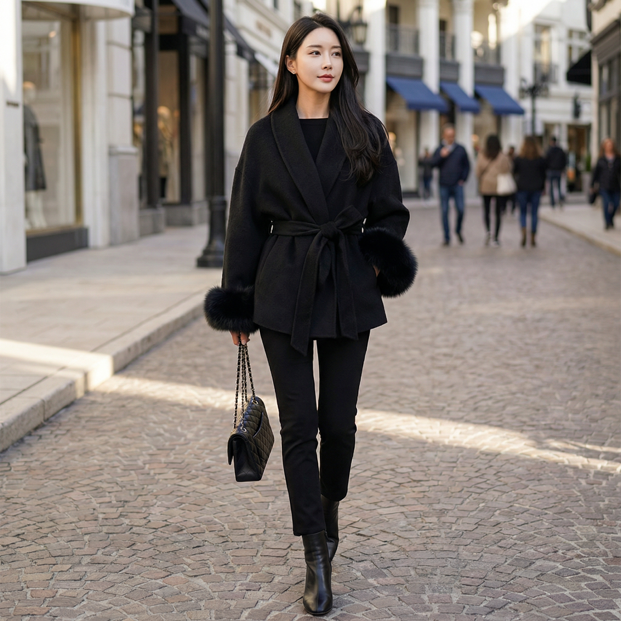 Snow & Silk Cappotto in Lana con Pelliccia