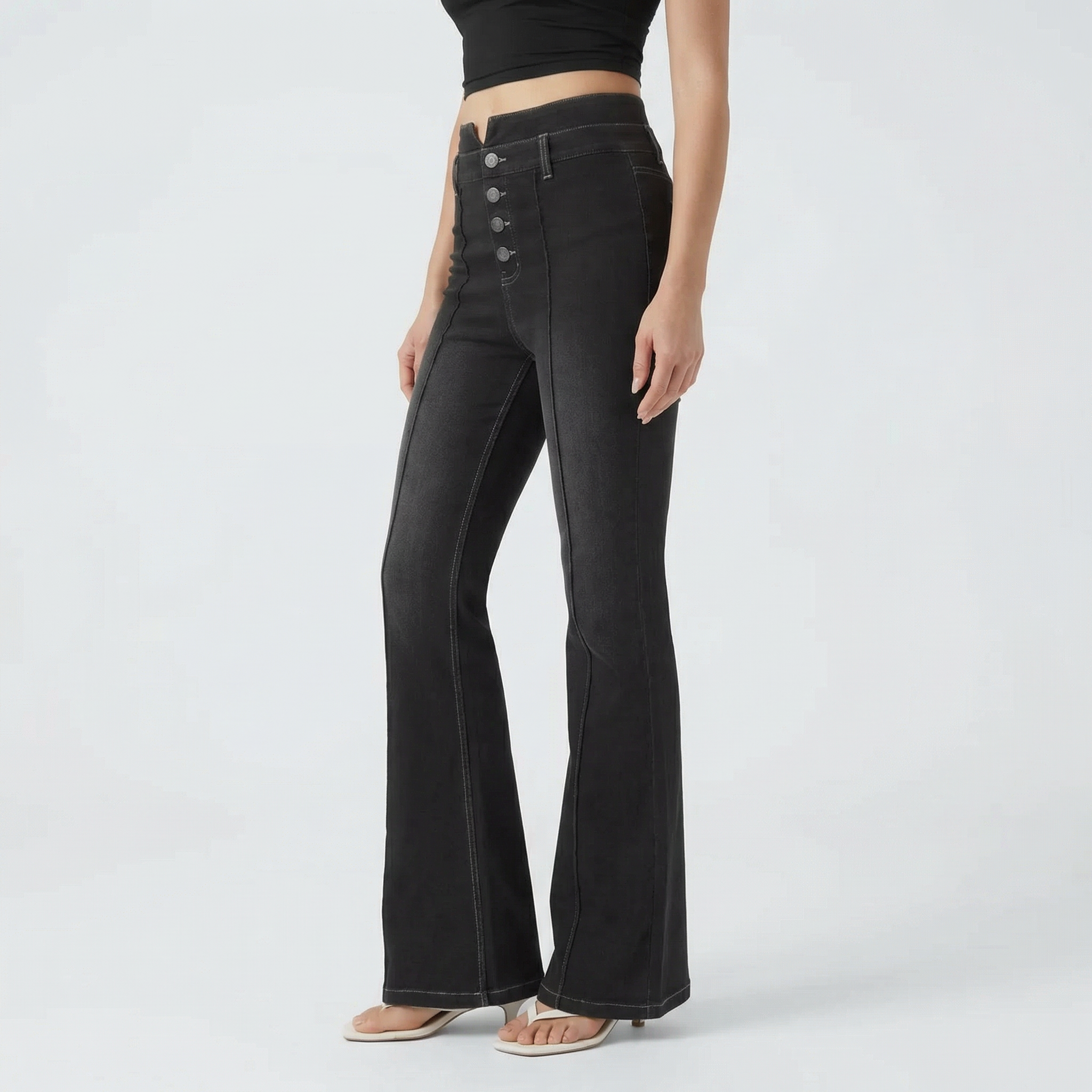 Selvara Sculpt Flare Jeans – Black