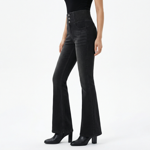 Noir Contour Jeans – High Waist Slim Flare