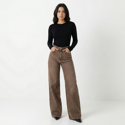 Sienna Wide Jeans – High-Waist Earth Fit
