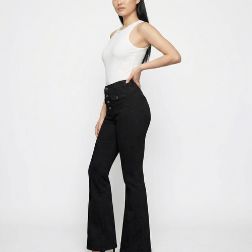 Luna Noir Flare Jeans – High-Waist Power Fit