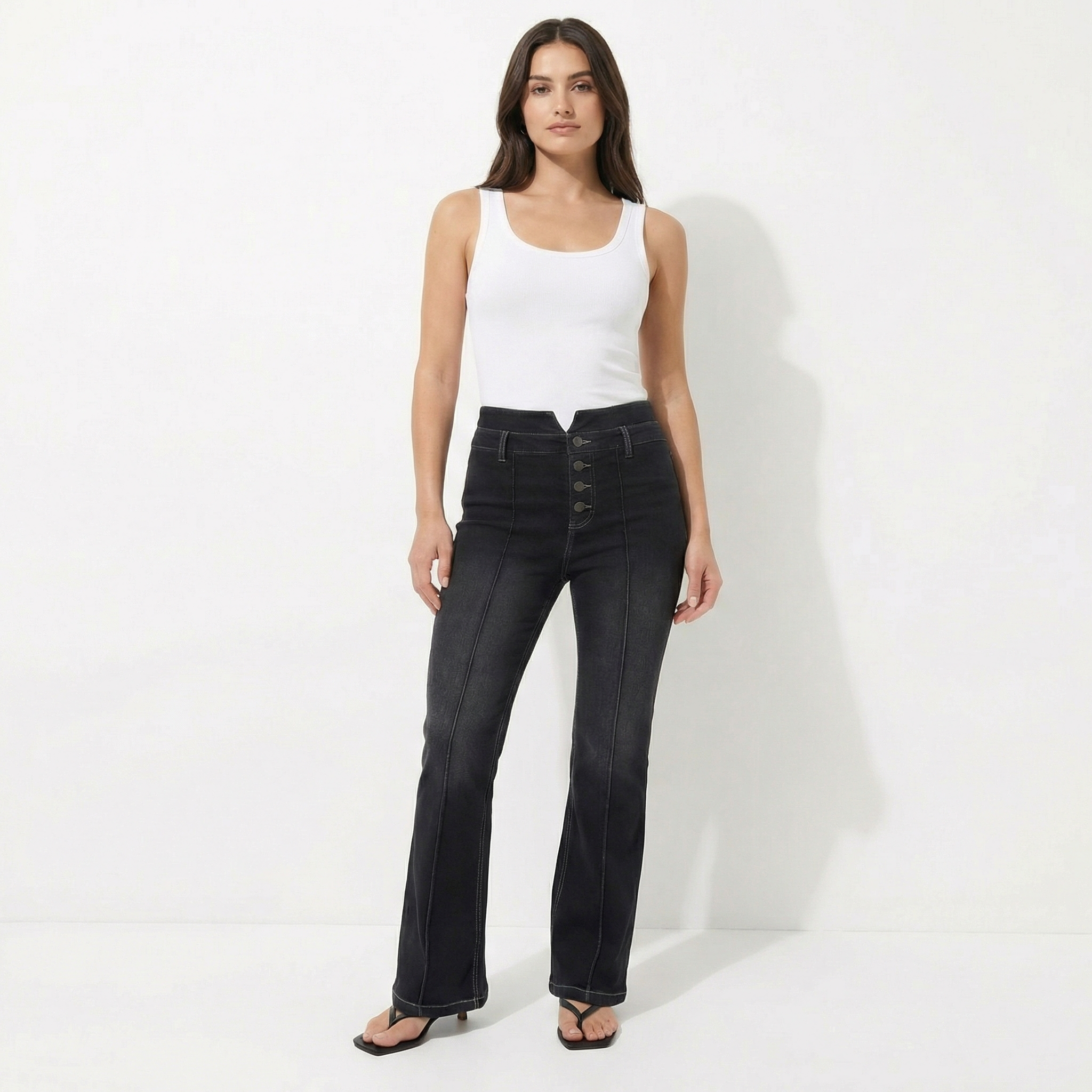 Selvara Sculpt Flare Jeans – Black