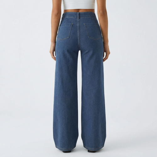 Indigo Straight Jeans – Relaxed High-Waist Fit