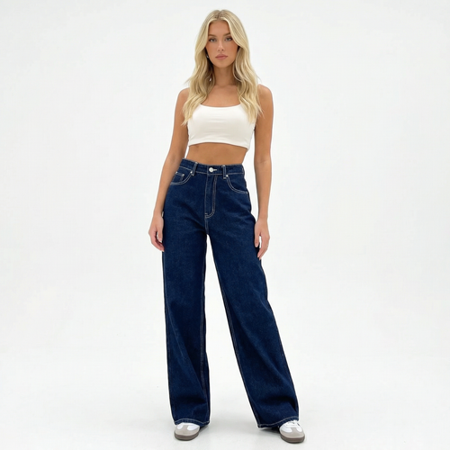 Nova Wide Jeans – High-Waist Button Front