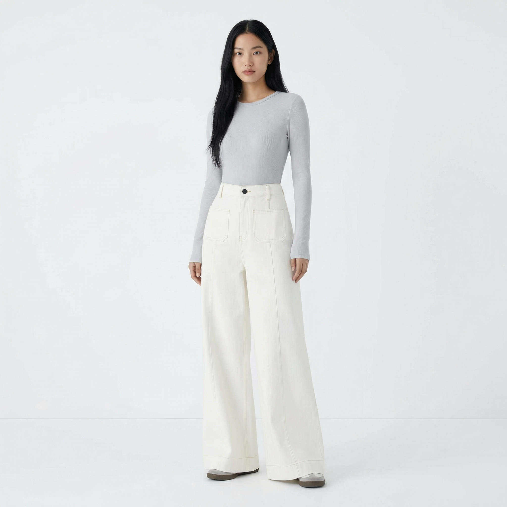 Aurelia Wide Jeans – Ivory