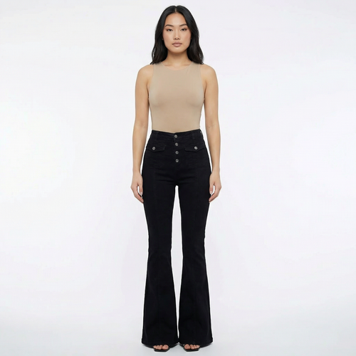 Luna Noir Flare Jeans – High-Waist Power Fit