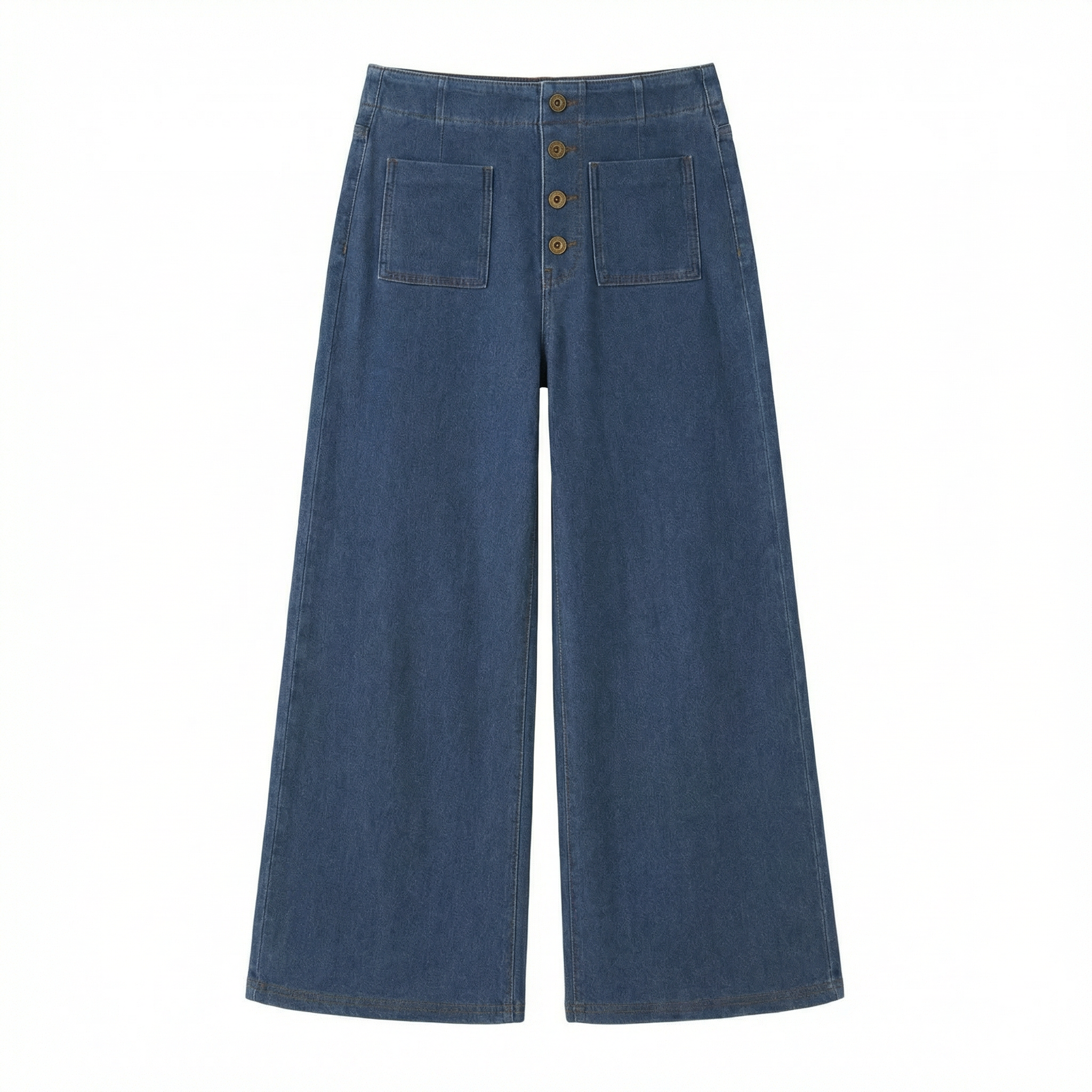 Indigo Straight Jeans – Relaxed High-Waist Fit